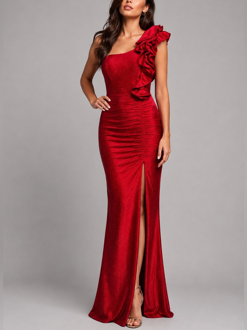 🆕🌹Honey and Rosie One-Shoulder Women’s Prom Mermaid Evening Gown Red Size S